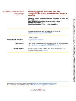 Subtilis Temperature Stress Protection to Bacillus Dimethylglycine