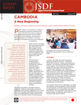 CAMBODIA Public Disclosure Authorized a New Beginning