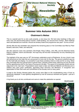To View the Summer Into Autumn 2011 Newsletter