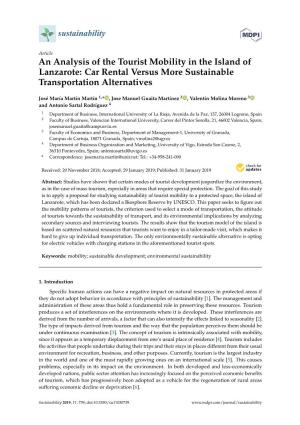 An Analysis of the Tourist Mobility in the Island of Lanzarote: Car Rental Versus More Sustainable Transportation Alternatives