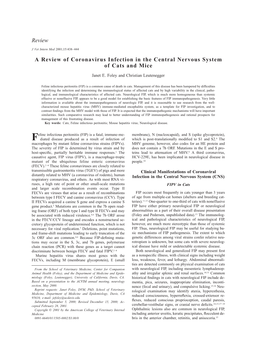 Review a Review of Coronavirus Infection in the Central Nervous