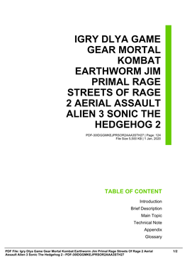 Igry Dlya Game Gear Mortal Kombat Earthworm Jim Primal Rage Streets of Rage 2 Aerial Assault Alien 3 Sonic the Hedgehog 2