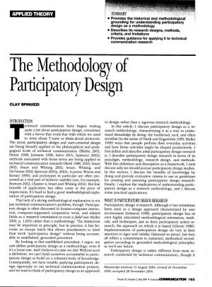 The Methodology of Participatory Design