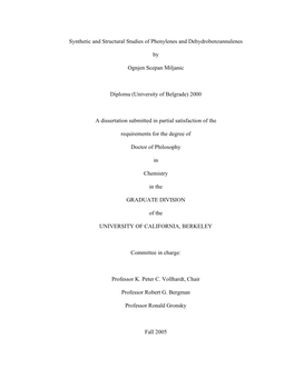 Synthetic and Structural Studies of Phenylenes and Dehydrobenzannulenes