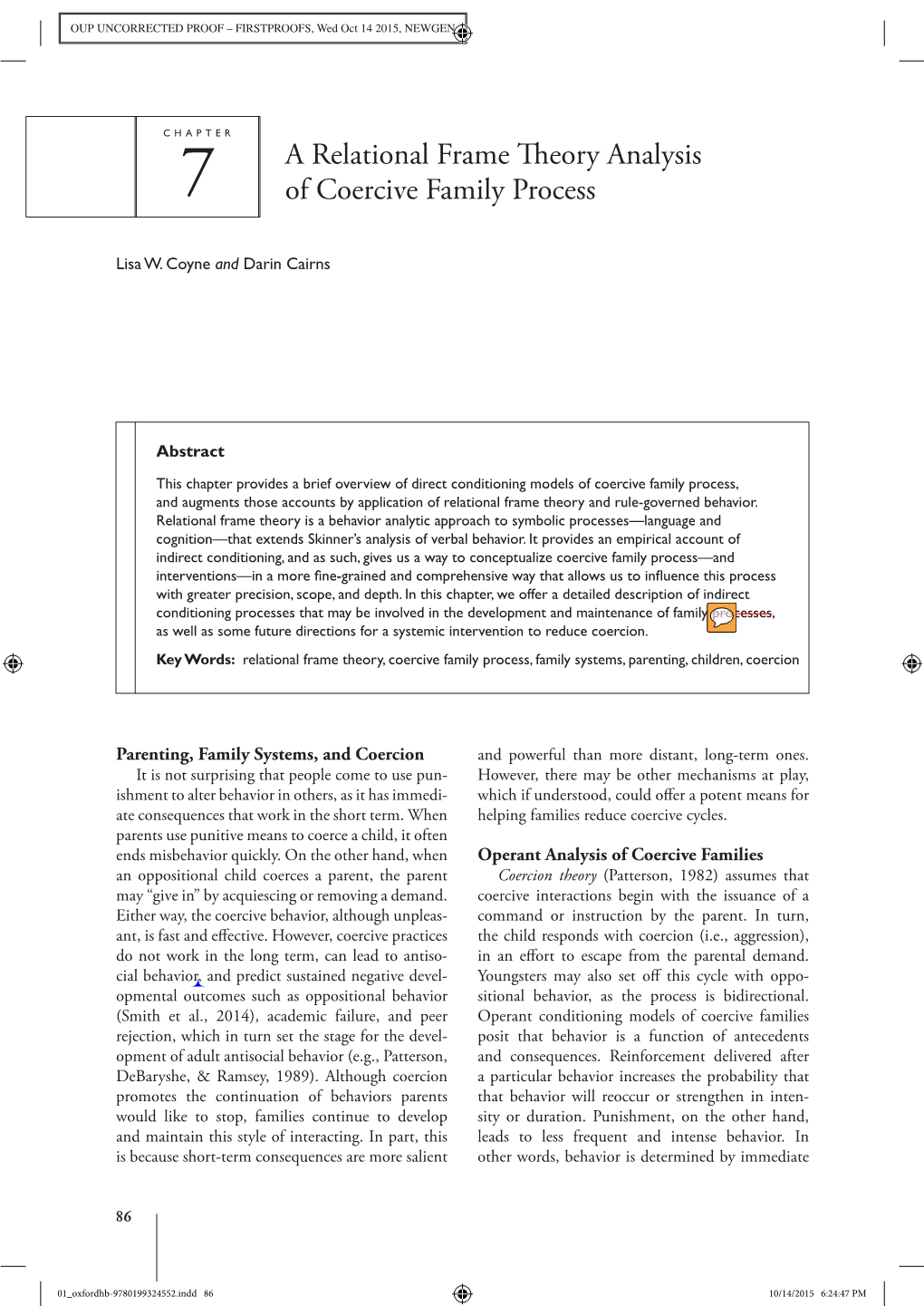 A Relational Frame Theory Analysis of Coercive Family Process