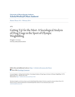 A Sociological Analysis of Drug Usage in the Sport of Olympic Weightlifting Douglas C