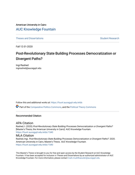 Post-Revolutionary State Building Processes Democratization Or Divergent Paths?