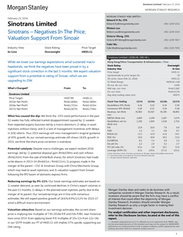 Sinotrans Limited: Sinotrans – Negatives in the Price; Valuation