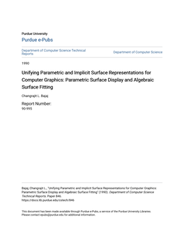 Unifying Parametric and Implicit Surface Representations for Computer Graphics: Parametric Surface Display and Algebraic Surface Fitting