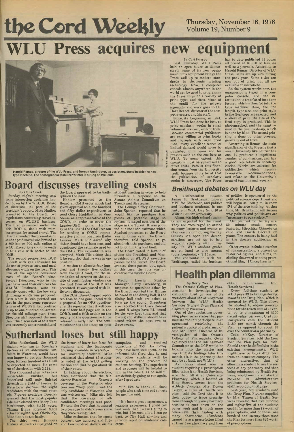 The Cord Weekly (November 16, 1978)