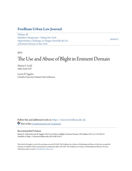 The Use and Abuse of Blight in Eminent Domain, 38 Fordham Urb