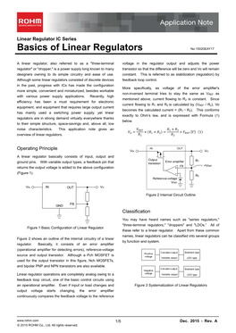 Basics of Linear Regulators ,Application Note