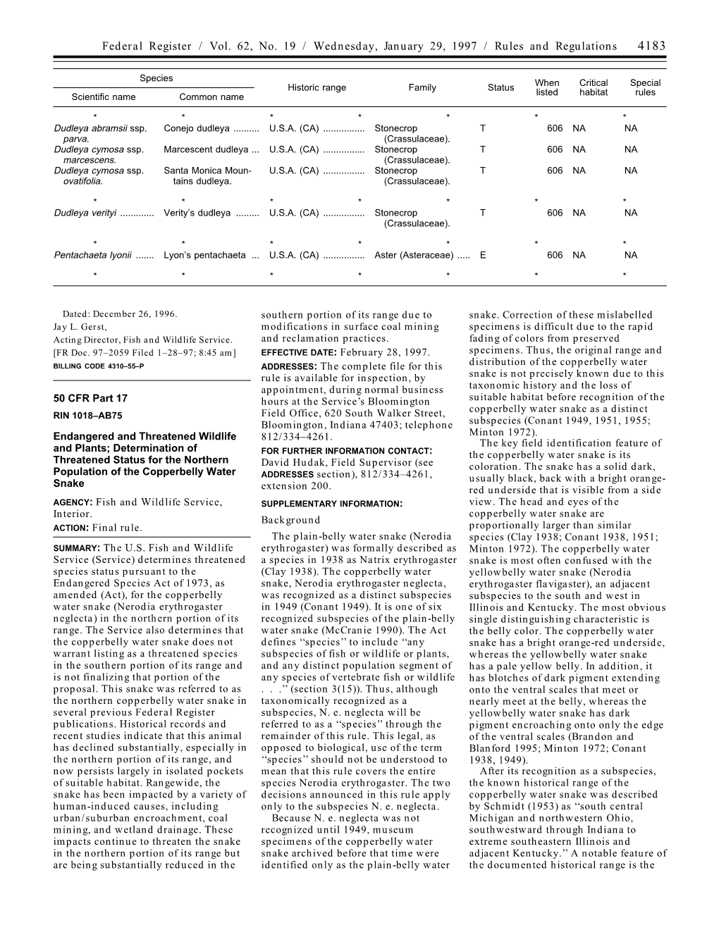 Determination of Threatened Status For