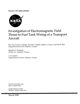 Investigation of Electromagnetic Field Threat to Fuel Tank Wiring of a Transport Aircraft