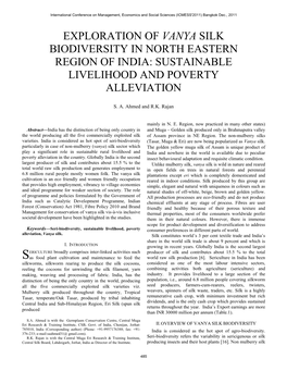 Exploration of Vanya Silk Biodiversity in North Eastern Region of India: Sustainable Livelihood and Poverty Alleviation