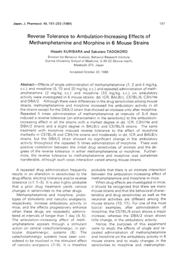 Reverse Tolerance to Ambulation-Increasing Effects of Methamphetamine and Morphine in 6 Mouse Strains