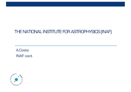 The National Institute for Astrophysics (Inaf)