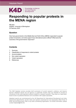 Responding to Popular Protests in the MENA Region
