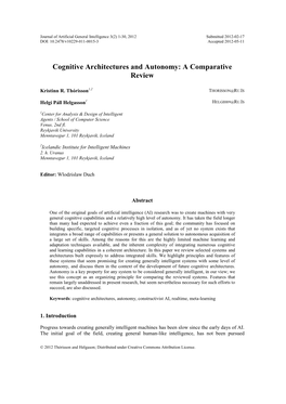 Cognitive Architectures and Autonomy: a Comparative Review