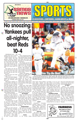 Yankees Pull All-Nighter, Beat Reds 10-4