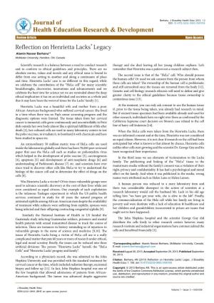 Reflection on Henrietta Lacks' Legacy