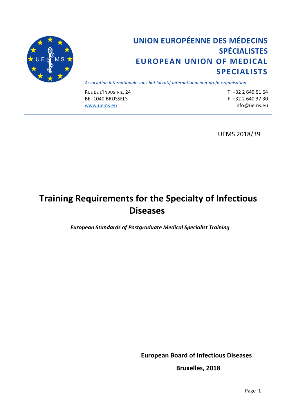 Training Requirements for the Specialty of Infectious Diseases