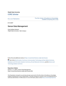 Sensor Data Management