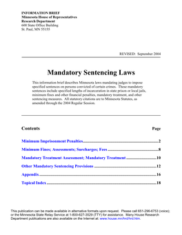 Mandatory Sentencing Laws