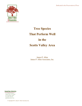Tree Species That Perform Well in the Scotts Valley Area