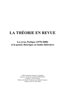 La Théorie En Revue