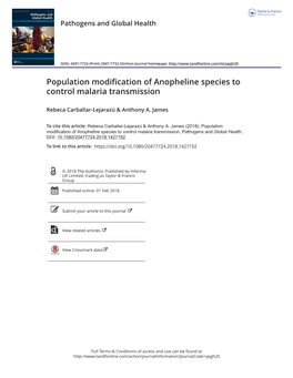 Population Modification of Anopheline Species to Control Malaria Transmission
