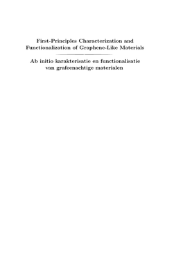 First-Principles Characterization and Functionalization of Graphene-Like Materials