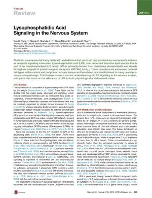 Lysophosphatidic Acid Signaling in the Nervous System