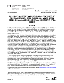 Delineating Important Ecological Features of the Evangeline-Cape Blomidon-Minas Basin Ecologically and Biologically Significant Area (EBSA)