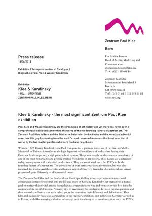 Press Release Klee & Kandinsky Klee & Kandinsky
