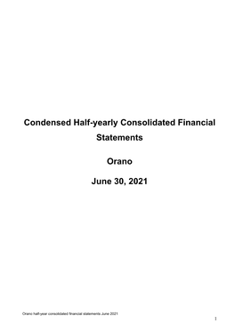 Condensed Half-Yearly Consolidated Financial Statements Orano June