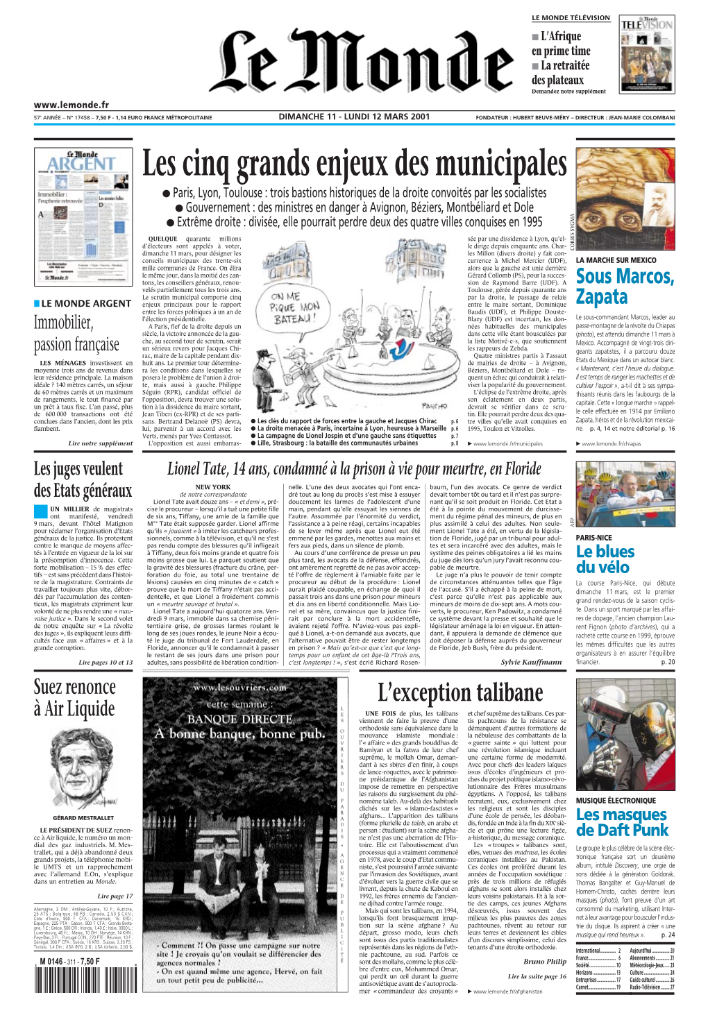 LE MONDE/PAGES<UNE>