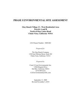 Phase I Environmental Site Assessment West Residential Area