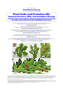 Plant Galls and Evolution (II): Natural Selection, DNA, and Intelligent Design