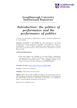 Introduction: the Politics of Performance and the Performance of Politics