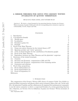 A Mirror Theorem for Genus Two Gromov-Witten Invariants of Quintic