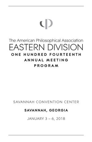 APA Eastern Division 2018 Meeting Program