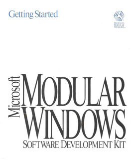 Modular Windows Software Development Kit 1.0 Getting Started
