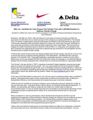 Nike and Delta Airlines Offset Air Travel Through