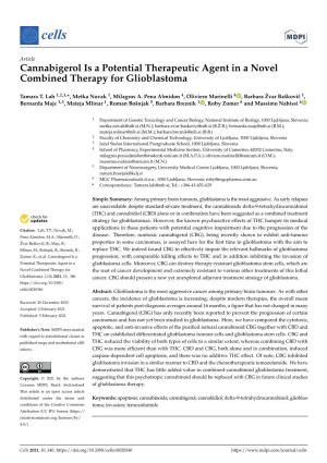 Cannabigerol Is a Potential Therapeutic Agent in a Novel Combined Therapy for Glioblastoma