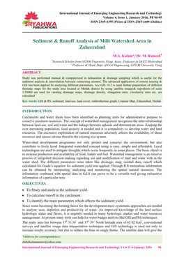 Sediment & Runoff Analysis of Milli Watershed Area in Zaheerabad