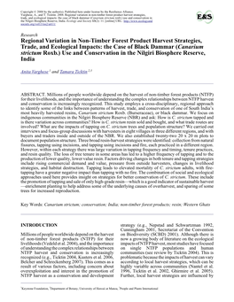 Regional Variation in Non-Timber Forest Product Harvest Strategies
