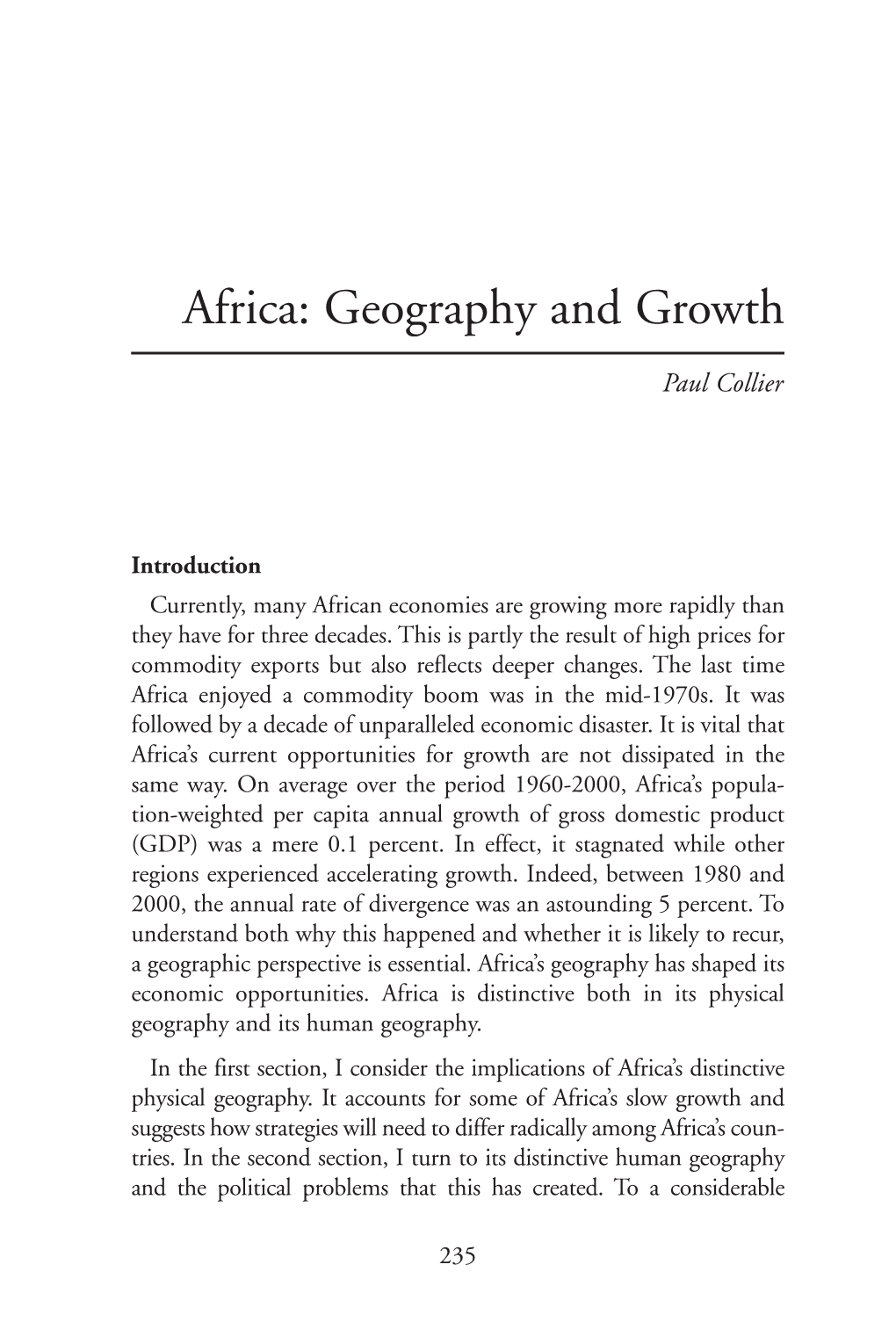 Africa: Geography and Growth