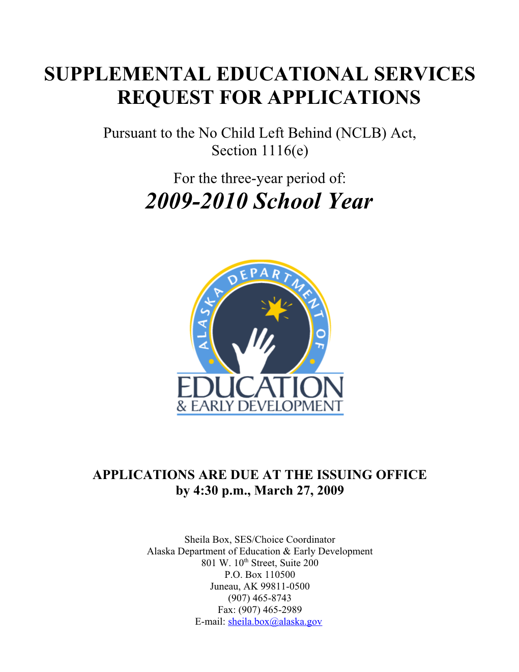 Supplemental Educational Servicesrequest for Applications