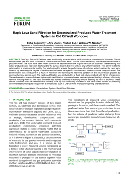 Rapid Lava Sand Filtration for Decentralized Produced Water Treatment System in Old Oil Well Wonocolo